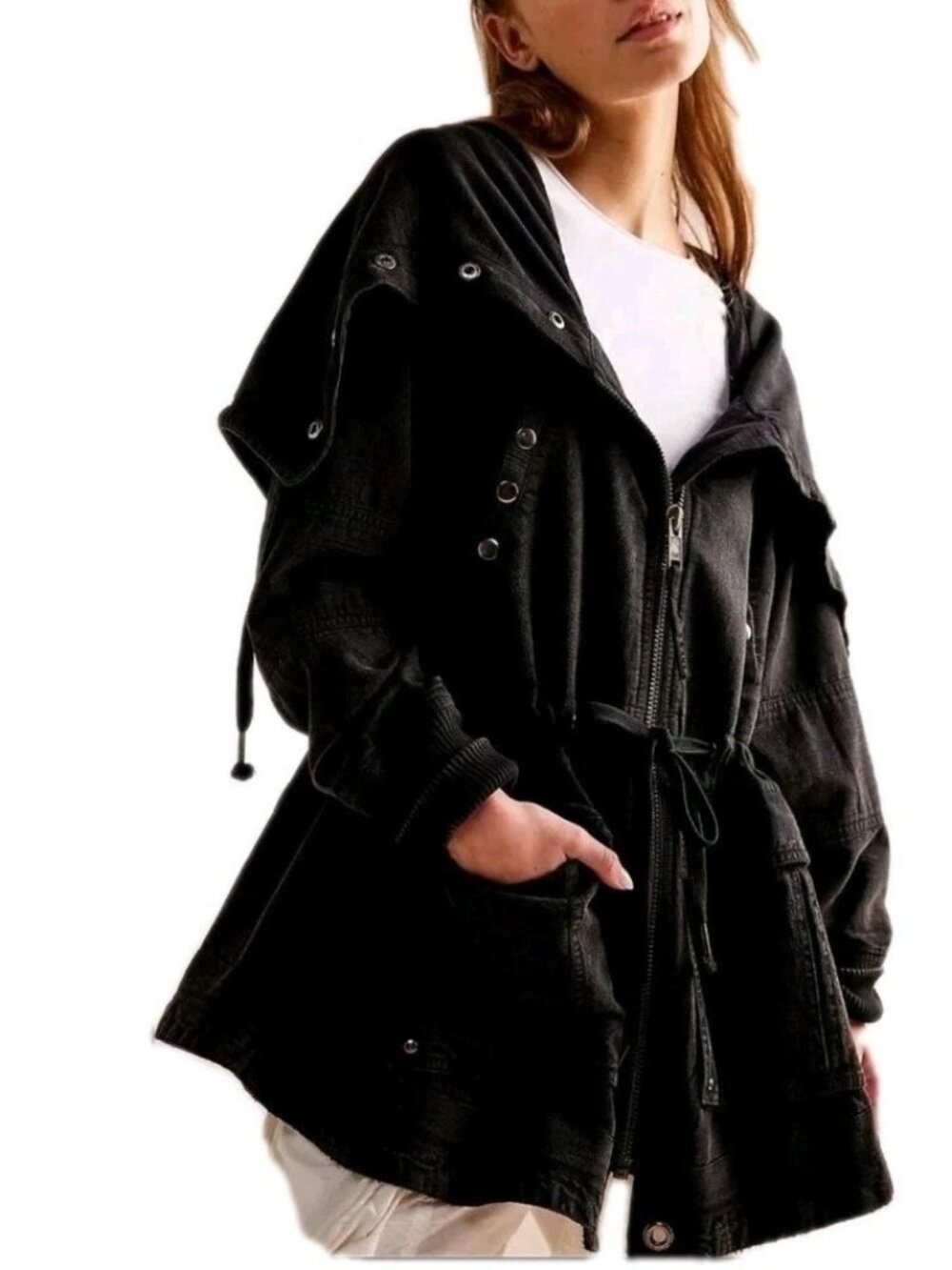 Free People We The Free Surplus Future Parka Jacket Black Size XL - Picture 2 of 16